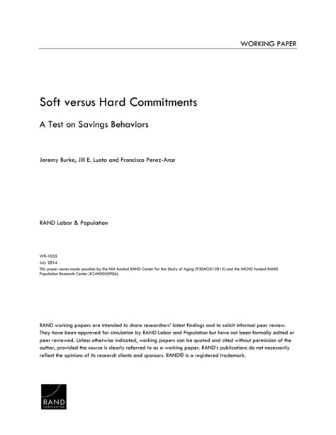 Soft versus Hard Commitments A Test on Savings Behaviors